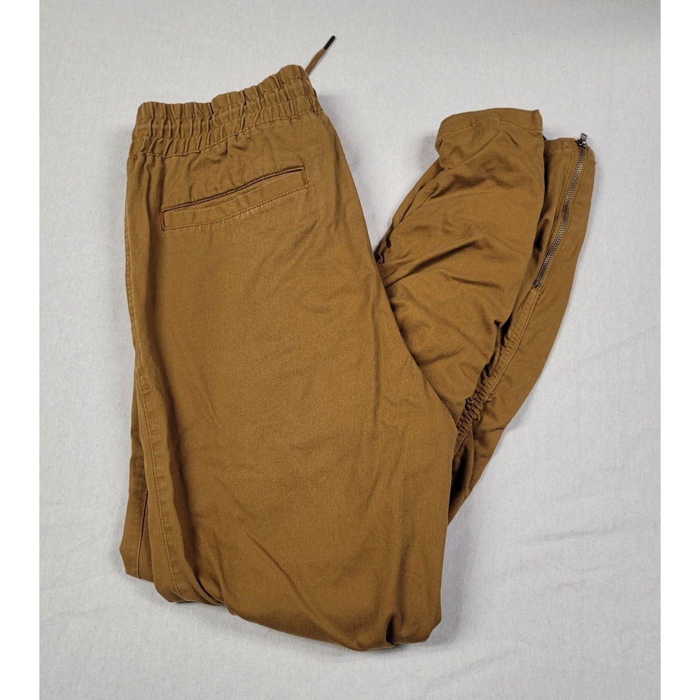 Forever 21 Men's Twill Jogger Pants Brown Ankle Zip Elastic Waist Size M
